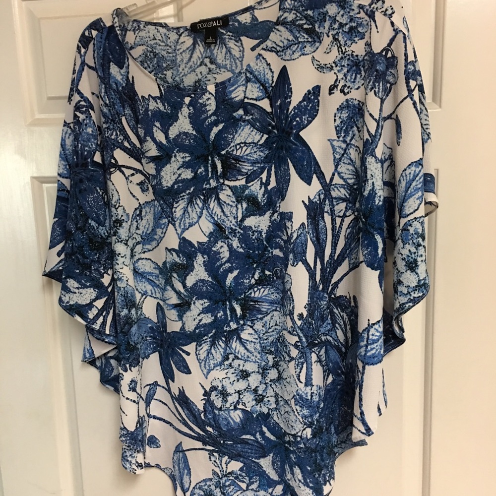 Roz & Ali Large Poncho Pullover Style Blouse